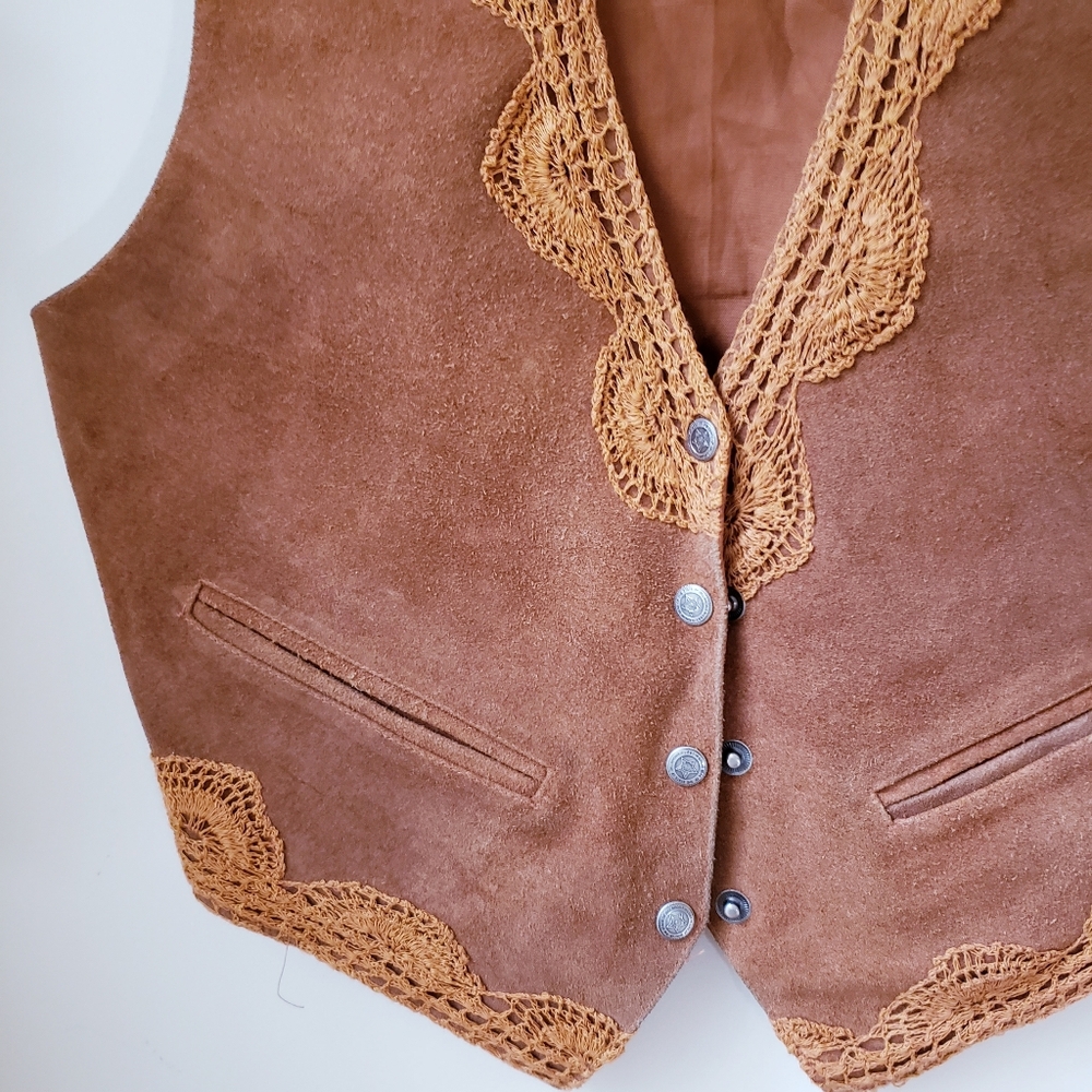 Vintage Mona Mode Tan Leather Vest - Picture 3 of 11